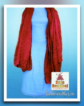 Gaji Silk Sea – Red  Plain Dress Material Bandhani