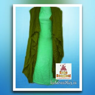 Gaji Silk   Magenta – Pista  Plain Dress Material Bandhani