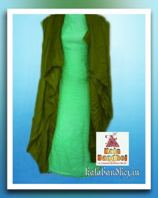 Gaji Silk   Pista – Mehndi  Plain Dress Material Bandhani