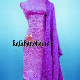 Gaji Silk Sky Bandhani Dress Material Bandhani