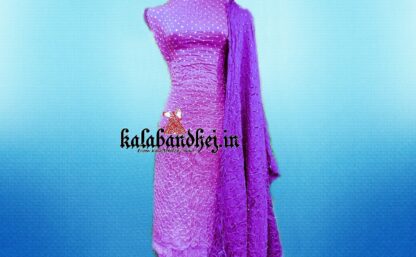 Gaji Silk Pink Bandhani Dress Material Bandhani