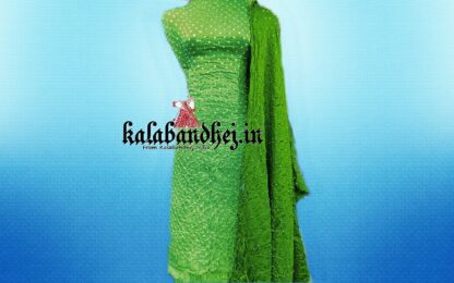 Gaji Silk Pista Bandhani Dress Material Bandhani