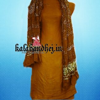Gaji Silk Slate Blue Dress Material Bandhani