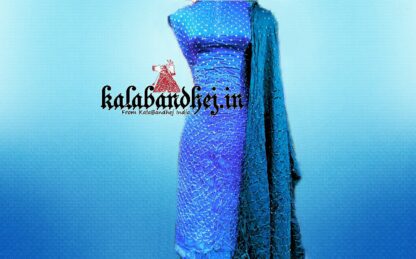 Gaji Silk Blue Bandhani Dress Material Bandhani