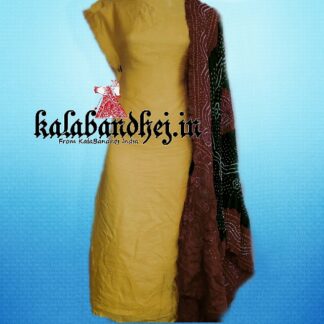 Gaji Silk Disney Gold Dress Material Bandhani