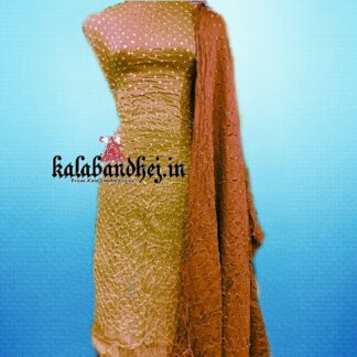 Gaji Silk Pista Bandhani Dress Material Bandhani