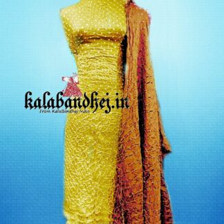 Gaji Silk Mango Bandhani Dress Material Bandhani