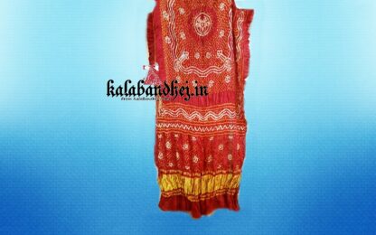 Red Gaji Silk Lagdi Bandhani Dupatta Bandhani