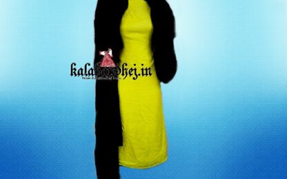 Gaji Silk   Yellow – Black  Plain Dress Material Bandhani