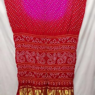 Pink-Red Gaji Silk Bandhani Lagdi Palav Saree Saree