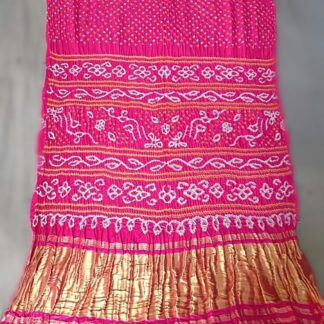 Pink Gaji Silk Bandhani Lagdi Palav Saree Bandhani