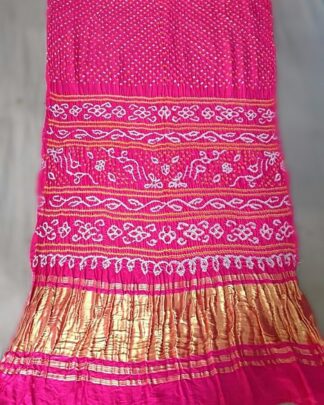 Pink Gaji Silk Bandhani Lagdi Palav Saree Saree