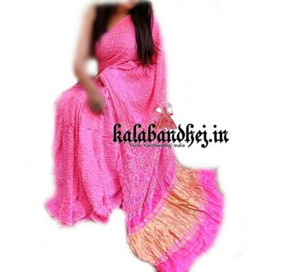 Baby-Pink Designer Gaji Silk Bandhani  Saree Bandhani