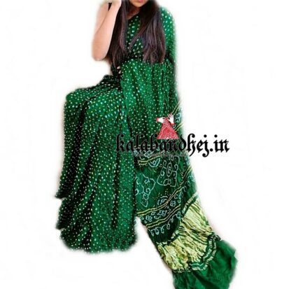 Green Designer Gaji Silk Bandhani  Saree Bandhani
