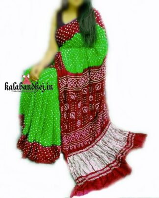 Parrot-Green Designer Gaji Silk Bandhani  Saree Bandhani