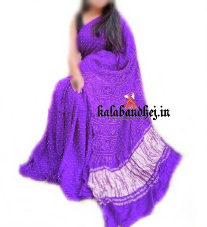 Purple Designer Gaji Silk Bandhani  Saree Bandhani
