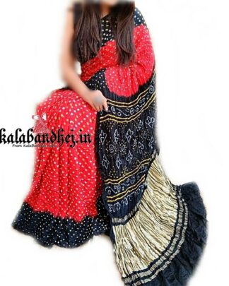 Rani-Brinjal Designer Gaji Silk Bandhani  Saree Bandhani