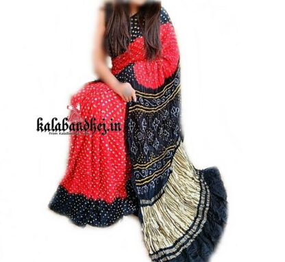 Red-Black Designer Gaji Silk Bandhani  Saree Bandhani
