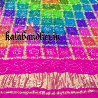 Multi Color Bandhani Gharchola Dupatta Pure Gaji Silk 02 Bandhani