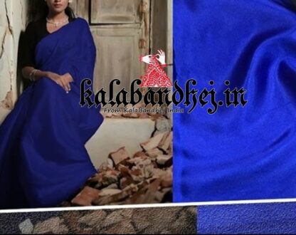 Blue Plain Modal Silk Saree Bandhani