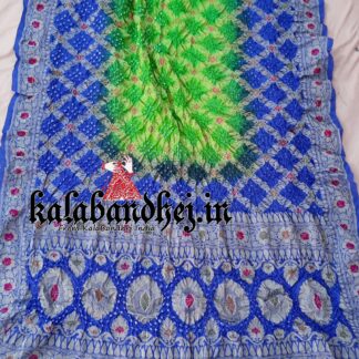 Blue-Parrot Banarasi Bandhani Minakari Saree Pure Silk Banarasi Bandhani Sarees