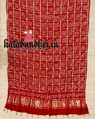 Red Gharchola Bandhani Dupatta Pure Gaji silk Bandhani