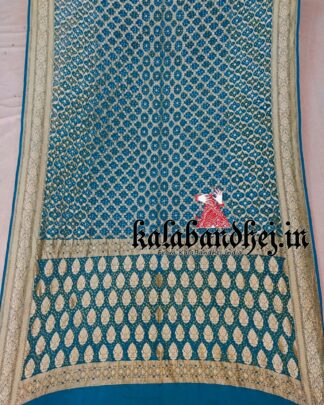 T-Blue Banarasi Bandhani Georgette Silk Junglo Saree Banarasi Bandhani Sarees