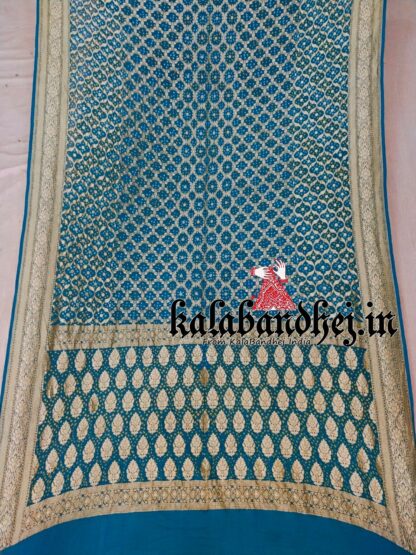 T-Blue Banarasi Bandhani Georgette Silk Junglo Saree Banarasi Bandhani Sarees