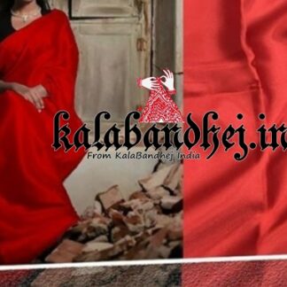 Red Plain Modal Silk Saree Bandhani