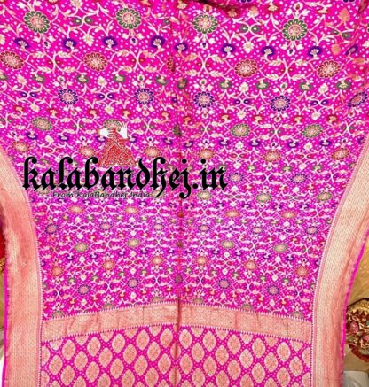 Pink Banarasi Minakari Bandhani Saree Pure Khadi Georgette Banarasi Bandhani Sarees
