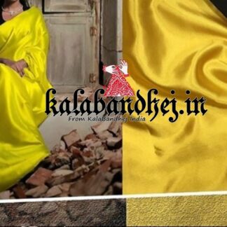 Yellow Plain Modal Silk Saree Bandhani