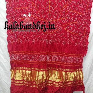 Red Bandhani Dupatta Ambadal Pure Gaji Silk Bandhani