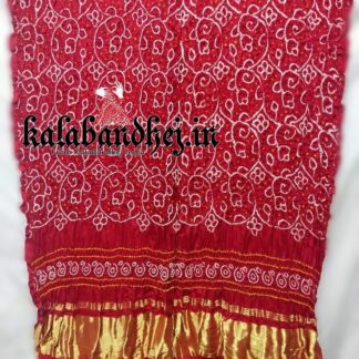 Red-Rust Bandhani Dupatta Shikari Pure Gaji Silk Bandhani