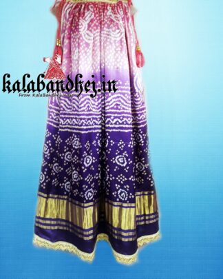 Magenta-Purple Designer Bandhani Pure Gaji Silk Kurtis Kaftan Bandhani