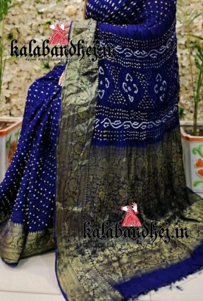 Blue Kanchipuram Bandhani Saree In Georgette Silk Bandhani