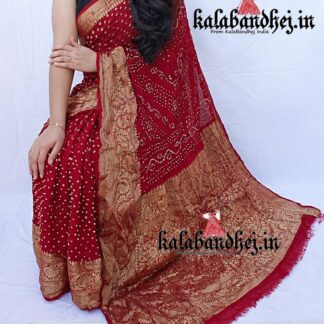 Red Kanchipuram Bandhani Saree In Georgette Silk Bandhani
