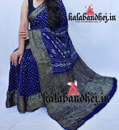 Blue Kanchipuram Bandhani Saree In Georgette Silk Bandhani