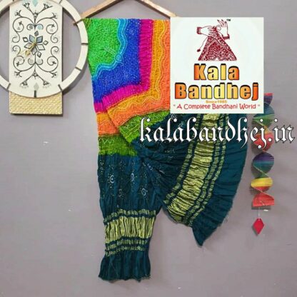 Multi Color Bandhani Gaji Silk Dupatta 008 Bandhani