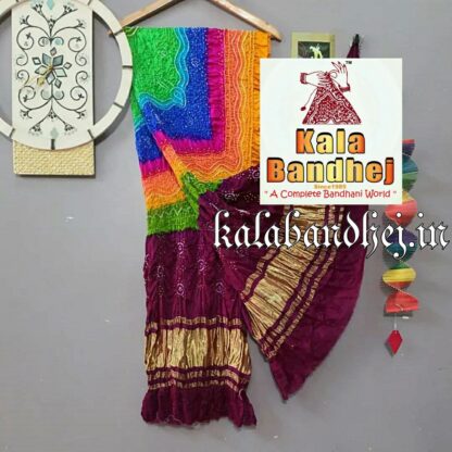 Multi Color Bandhani Gaji Silk Dupatta 006 Bandhani