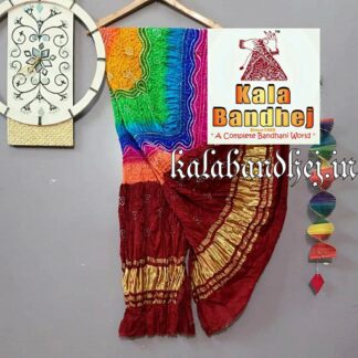 Multi Color Bandhani Gaji Silk Dupatta 002 Bandhani