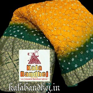 Green-Mango Kanchipuram Bandhani Saree In Pure Silk Bandhani