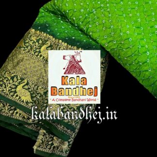 Green-Parrot Kanchipuram Bandhani Saree In Pure Silk Bandhani