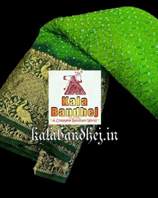 Green-Parrot Kanchipuram Bandhani Saree In Pure Silk Bandhani