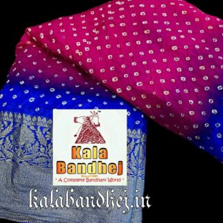 Blue-Pink Kanchipuram Bandhani Saree In Pure Silk Bandhani