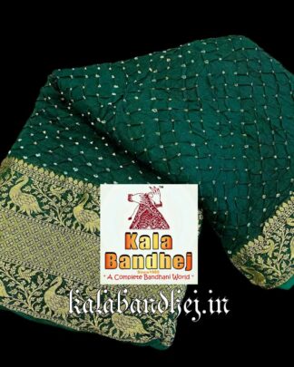 Green-Red Kanchipuram Bandhani Saree In Pure Silk Bandhani