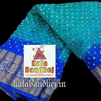Magenta-Sky Kanchipuram Bandhani Saree In Pure Silk Bandhani