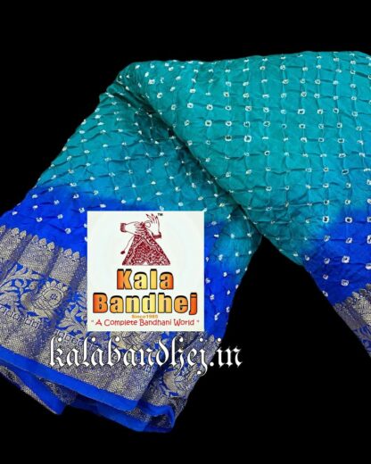 Blue-Sky Kanchipuram Bandhani Saree In Pure Silk Bandhani