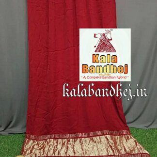 Red Modal Silk Plain Dupatta Lagdi Patto Bandhani