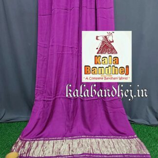 Magenta Modal Silk Plain Dupatta Lagdi Patto Bandhani