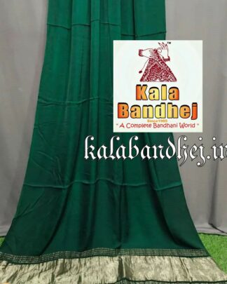 Green Modal Silk Plain Dupatta Lagdi Patto Bandhani